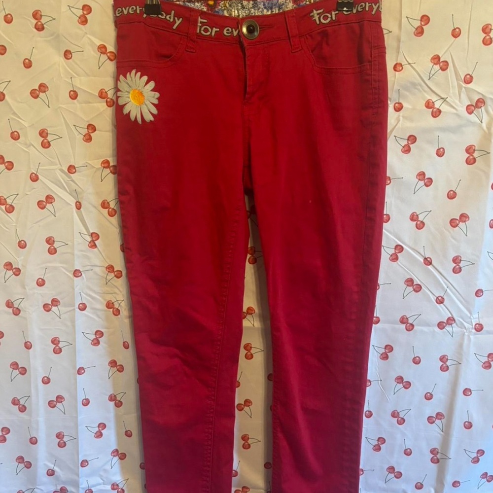 Desigual Red pants with White Accents